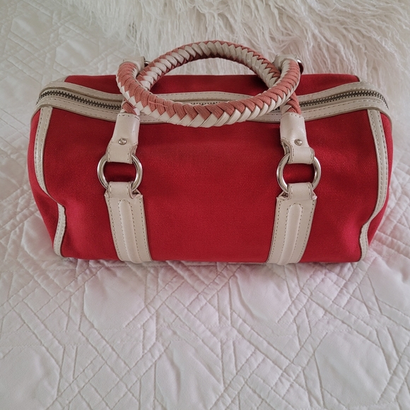 Banana Republic red barrel leather tootsie Handbag - Picture 2 of 10